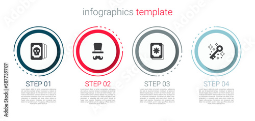 Set Tarot cards, Magician, and Old magic key. Business infographic template. Vector