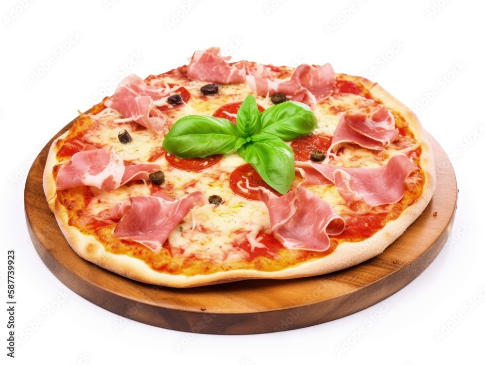 Delicious Italian Pizza Isolated on White Background - Generative AI Delicious Italian Pizza Isolated on White Background - Generative AI
