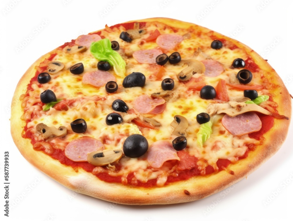 Delicious Italian Pizza Isolated on White Background - Generative AI Delicious Italian Pizza Isolated on White Background - Generative AI