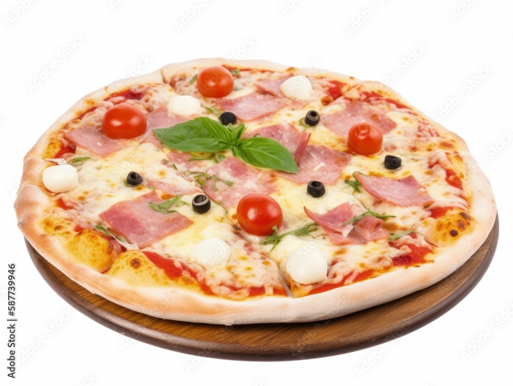 Delicious Italian Pizza Isolated on White Background - Generative AI