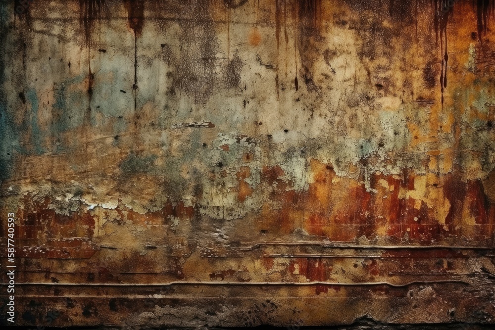 Obraz premium weathered and corroded wall with peeling paint. Generative AI