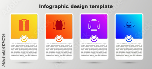 Set Shirt, Sweater, and Elegant women hat. Business infographic template. Vector