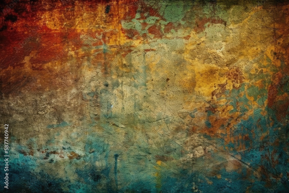 weathered and textured wall covered in layers of paint. Generative AI