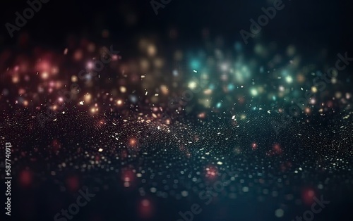 glittering shine bulbs lights background blur of Christmas wallpaper decorations concept.holiday festival backdrop sparkle circle lit celebrations display. Generative Ai.