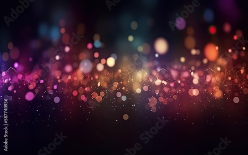 glittering shine bulbs lights background blur of Christmas wallpaper decorations concept.holiday festival backdrop sparkle circle lit celebrations display. Generative Ai.