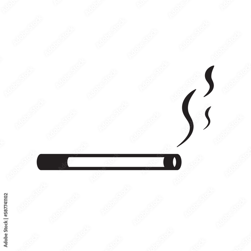 Vetor de Cigarette vector icon. Cigarette smoke flat sign design ...