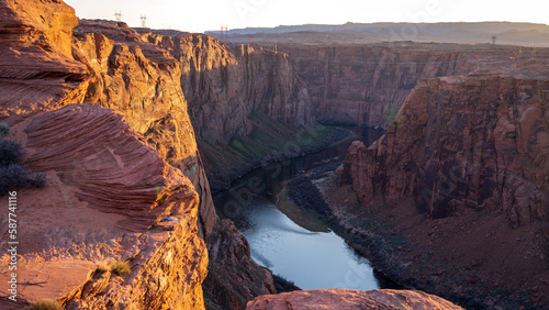 Sunset at the Glen Canyon Dam Overlook in Page, Arizona.