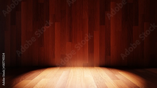 Red wood background with spotlight for product presentation