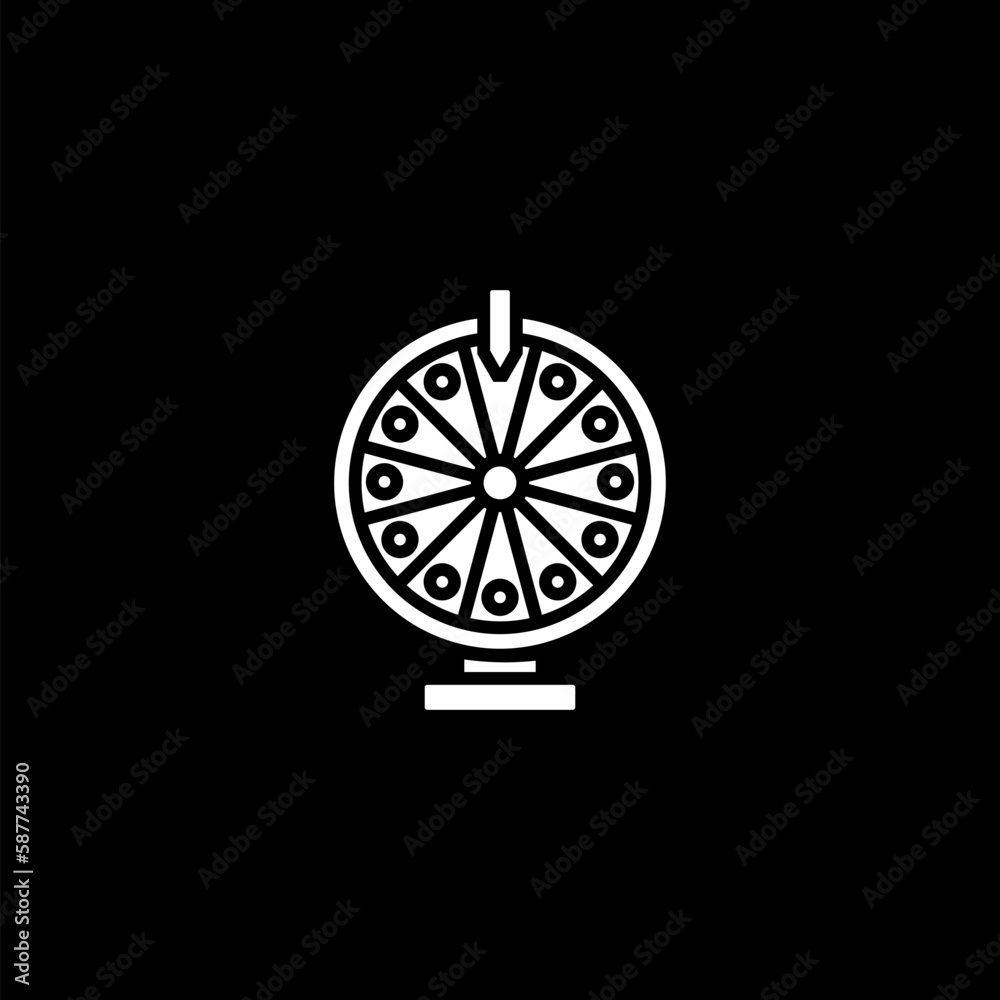 Simple illustration of fortune roulette icon for web design isolated on black background Simple illustration of fortune roulette icon for web design isolated on black background