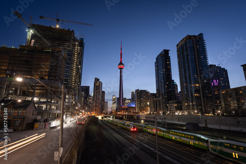 Downtown Toronto At Sunrise, Construction And Transportation Infrastructure
