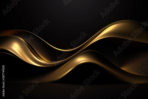 3D abstract wallpaper. Three-dimensional dark golden and black background. Black and gold background. generative ai. golden wallpaper