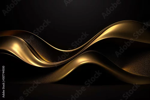 Panel kuchenny z motywem 3D abstract wallpaper. Three-dimensional dark golden and black background. Black and gold background. generative ai. golden wallpaper
