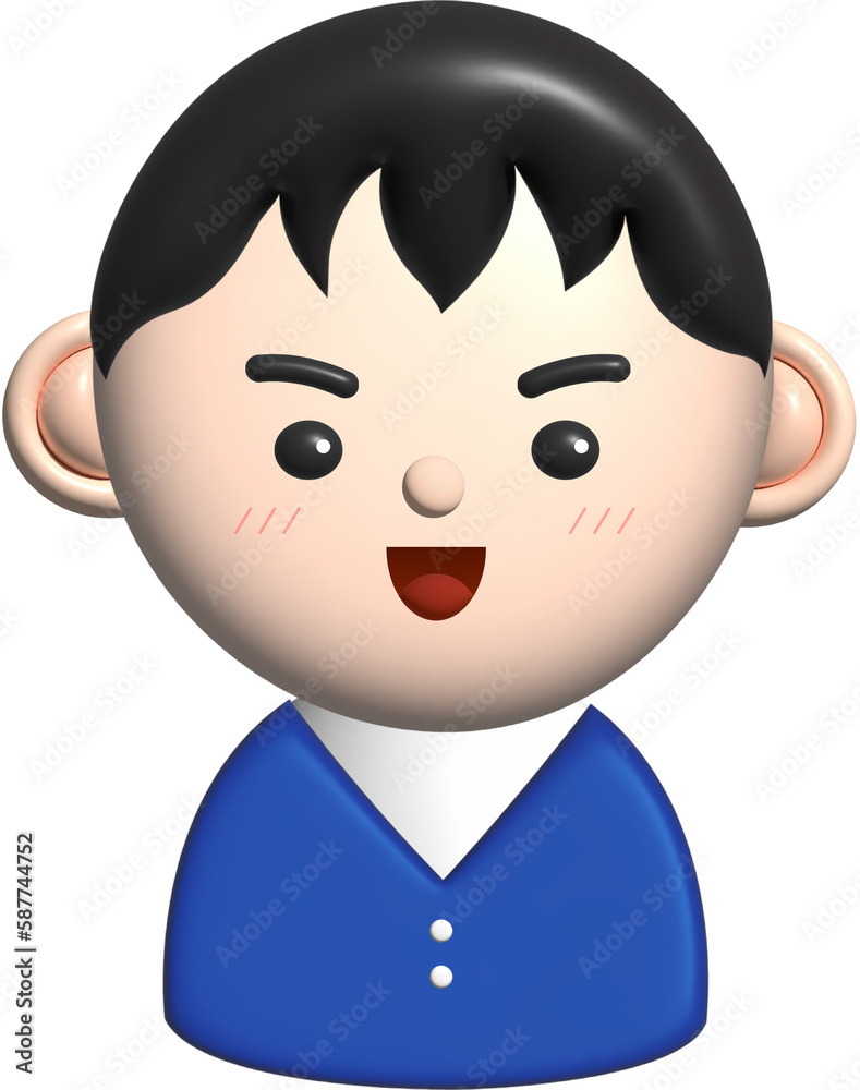3D smiling cartoon portrait of son 3D smiling cartoon portrait of son