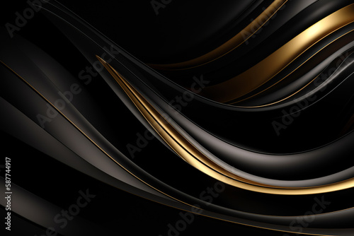3D abstract wallpaper. Three-dimensional dark golden and black background. Black and gold background. generative ai. golden wallpaper
