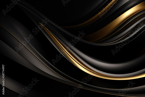 Fototapeta Naklejka Na Ścianę i Meble -  3D abstract wallpaper. Three-dimensional dark golden and black background. Black and gold background. generative ai. golden wallpaper