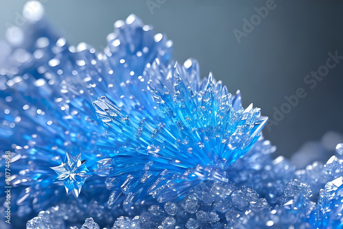 Blue crystal mineral stone. Gems. Mineral crystals in the natural environment. Texture of precious natural stones. Generative AI.