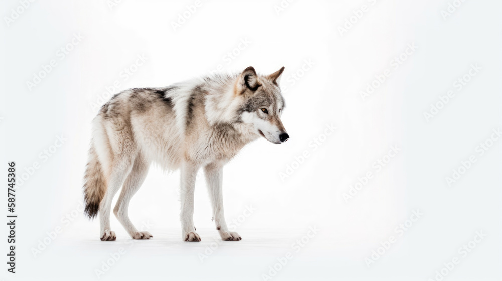 Fototapeta premium animal on the white Background a Wolf generative ai