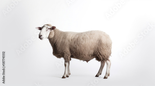 animal on the white Background a sheep generative ai
