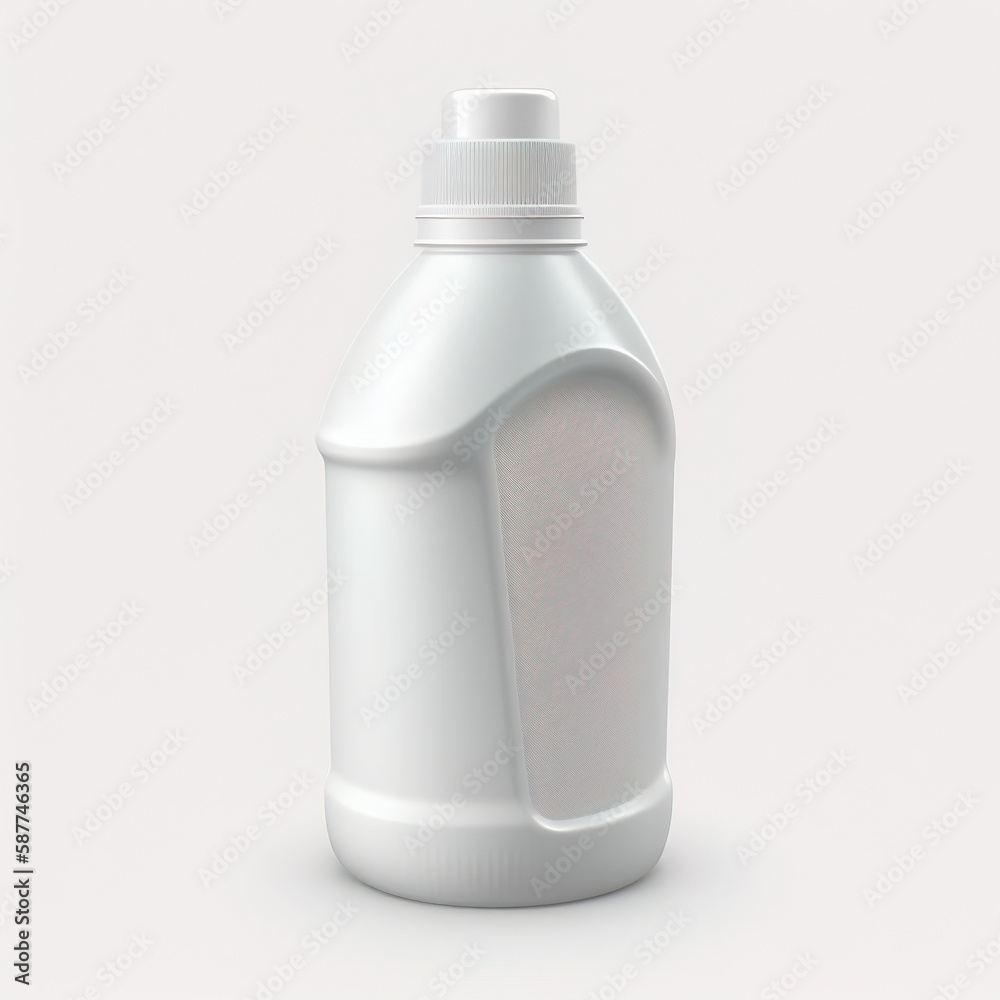 White plastic bottle with cleaning solution on white background. White plastic bottle with cleaning solution on white background.