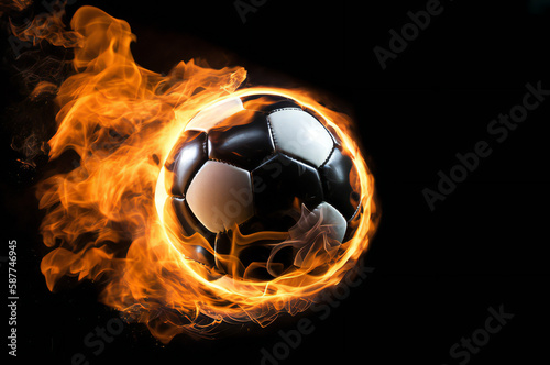 soccer ball in fire ai generated