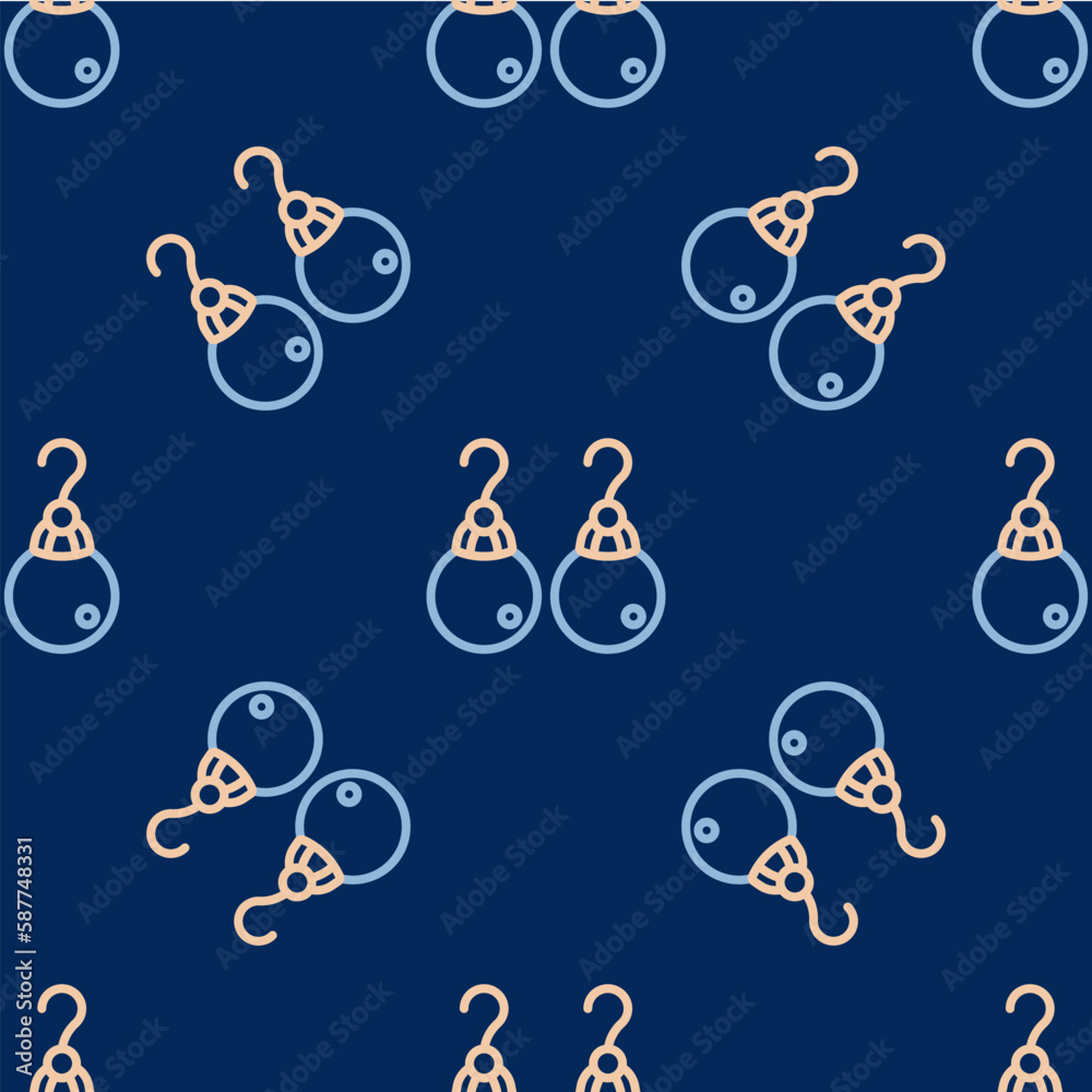 Line Earrings icon isolated seamless pattern on blue background. Jewelry accessories. Vector Line Earrings icon isolated seamless pattern on blue background. Jewelry accessories. Vector