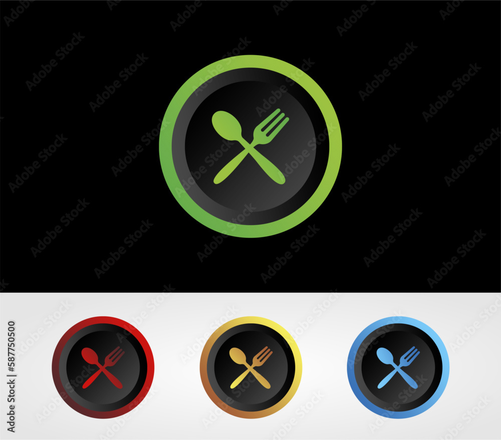 grapich icon design 3d of spoon and fork. circle shape, suitable for web restaurant or app grapich icon design 3d of spoon and fork. circle shape, suitable for web restaurant or app