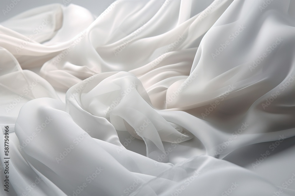 a close up of a white cloth with a white background. generative ai