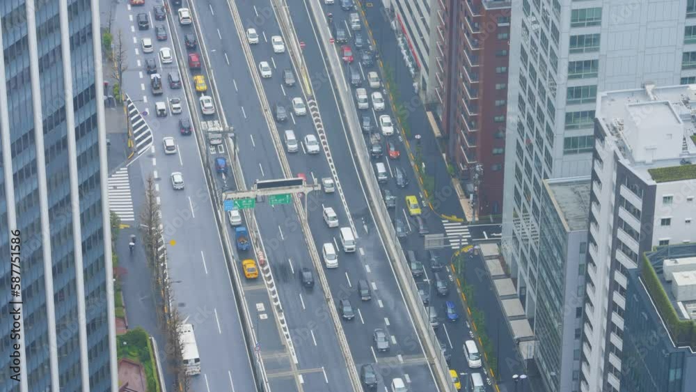 渋滞している首都高の風景動画