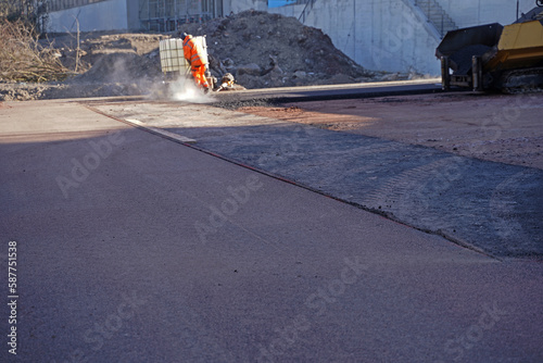 Asphalting of a section of road