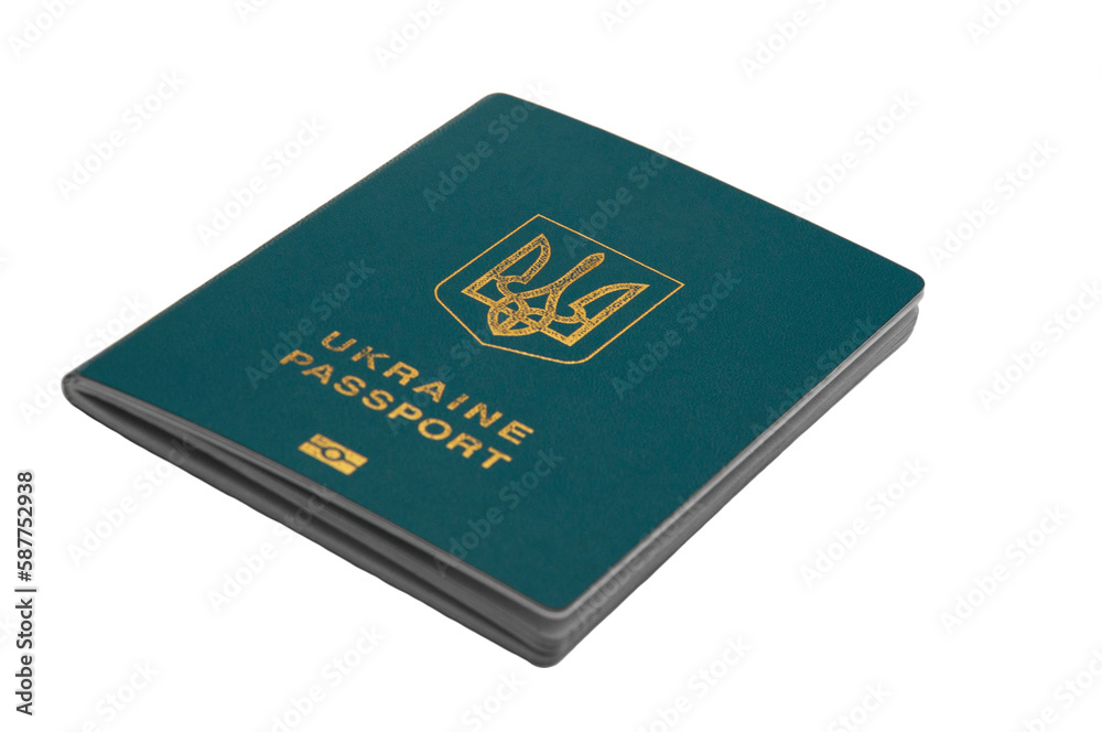 blue passport on a white background. the inscription on the book ukraine passport. the concept of visiting other countries blue passport on a white background. the inscription on the book ukraine passport. the concept of visiting other countries