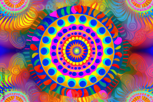 Psychedelic groovy background. Generative Ai