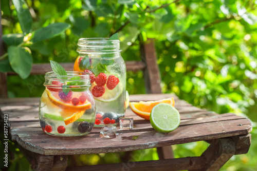 Healthy and tasty lemonade with citrus and berries.