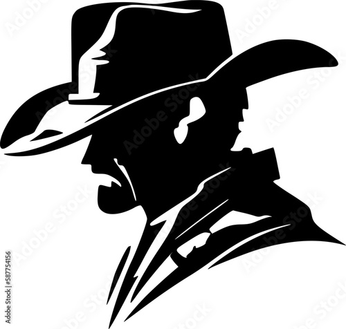 Cowboy | Black and White Vector illustration