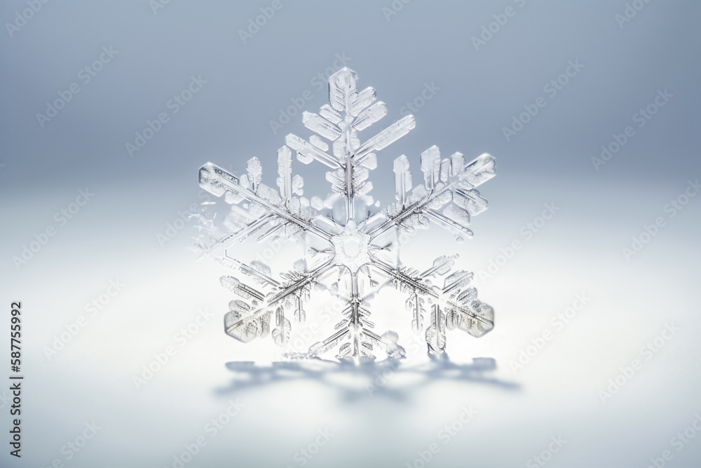 snowflake Macro Photography super close up on White background. generative AI snowflake Macro Photography super close up on White background. generative AI
