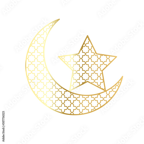 Ramadan kareem decorative moon and star greeting