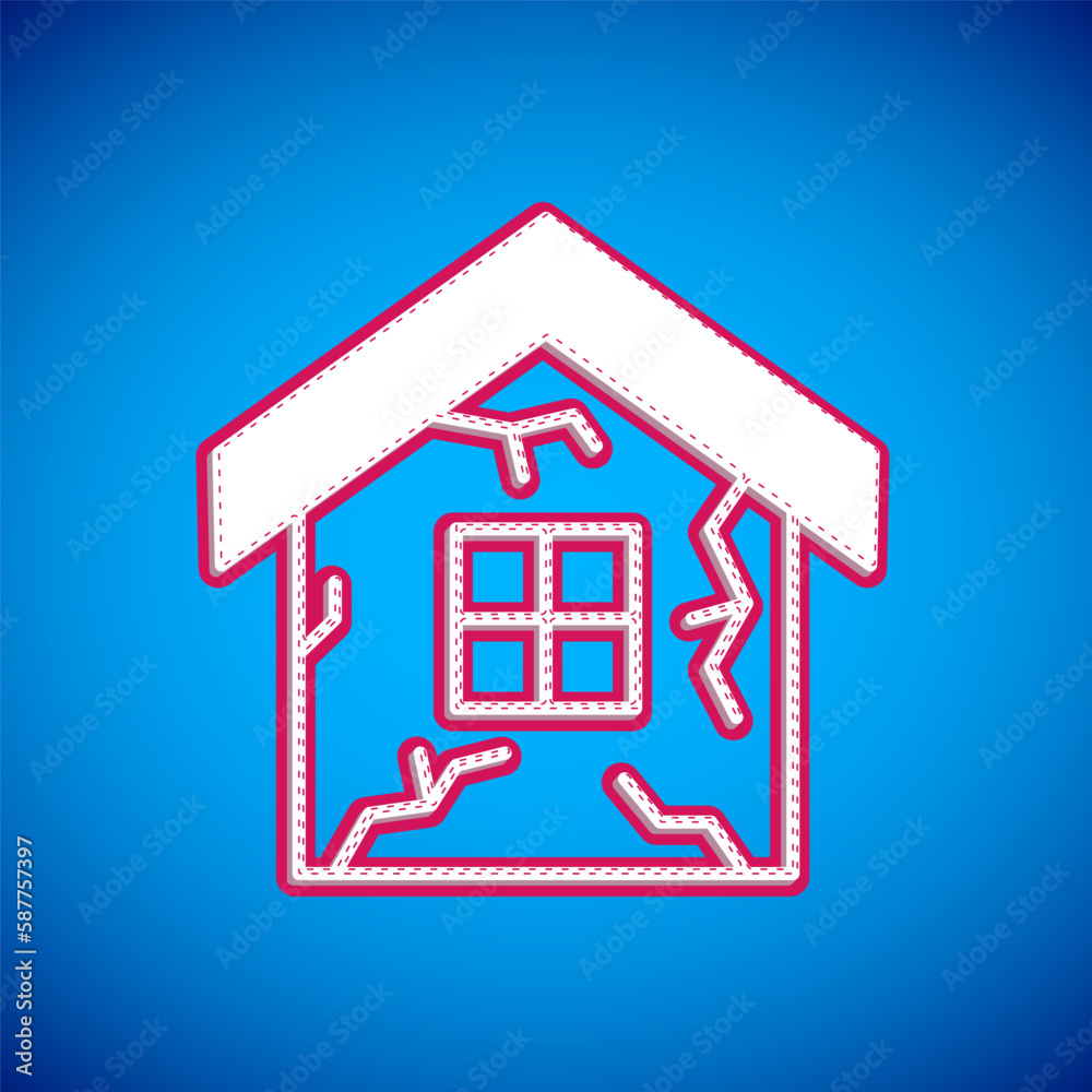 White House icon isolated on blue background. Insurance concept. Security, safety, protection, protect concept. Vector White House icon isolated on blue background. Insurance concept. Security, safety, protection, protect concept. Vector