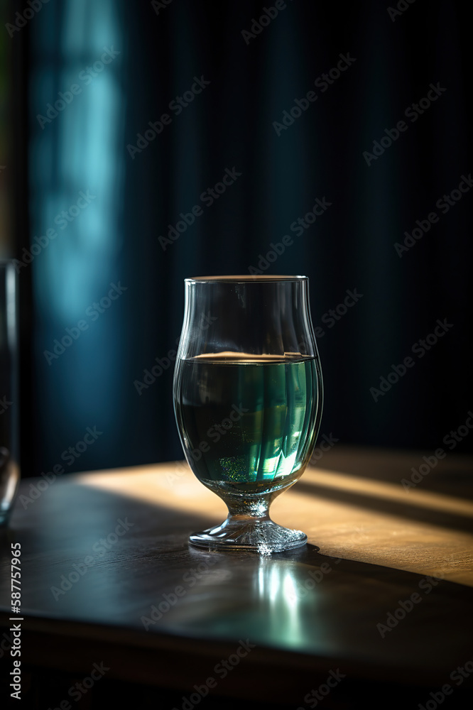 glass filled with a drink sitting on top of a table. Generative Ai glass filled with a drink sitting on top of a table. Generative Ai