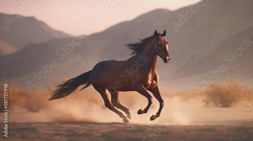 horse running in the desert  Generative AI 