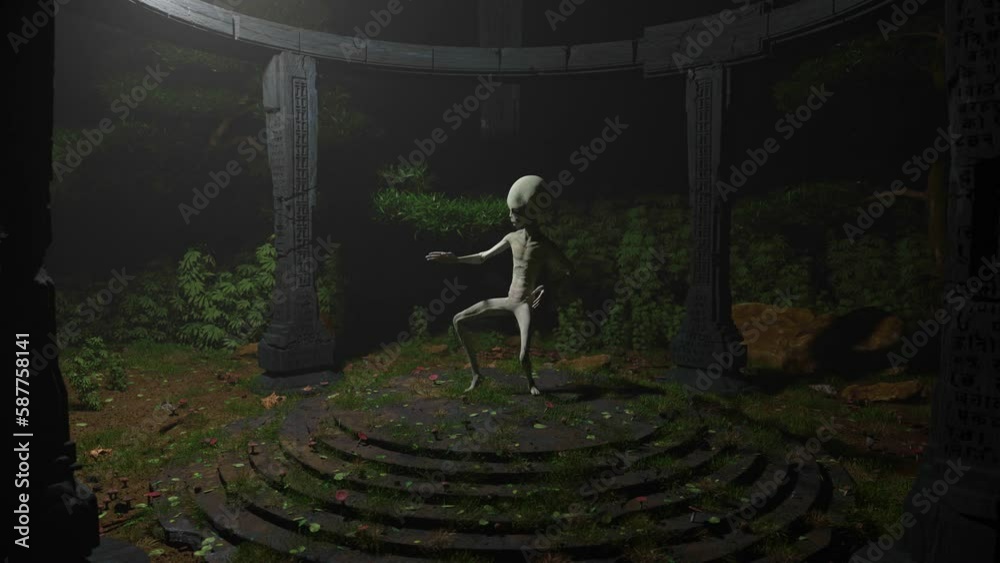 Alien Dancing Left Light in a Cannabis forest 420 Dance Trippy art 3D ...