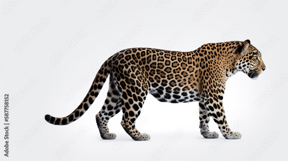 Fototapeta premium animal on the white Background a Jaguar generative ai