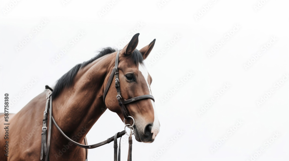 animal on the white Background a horse in harness generative ai animal on the white Background a horse in harness generative ai