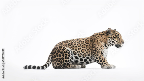 animal on the white Background a Jaguar generative ai