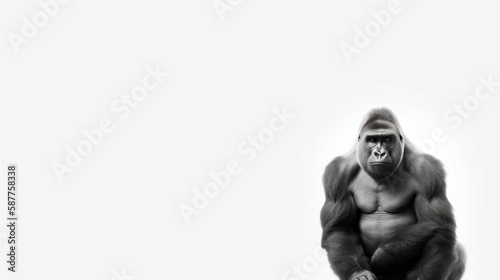 animal on the white Background a Gorilla generative ai