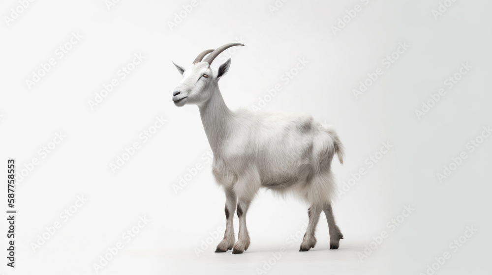 animal on the white Background a Goat generative ai