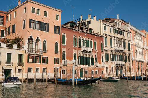 VENICE  ITALY - FEBRAURY 14  2020  buildings on Grand Canal.