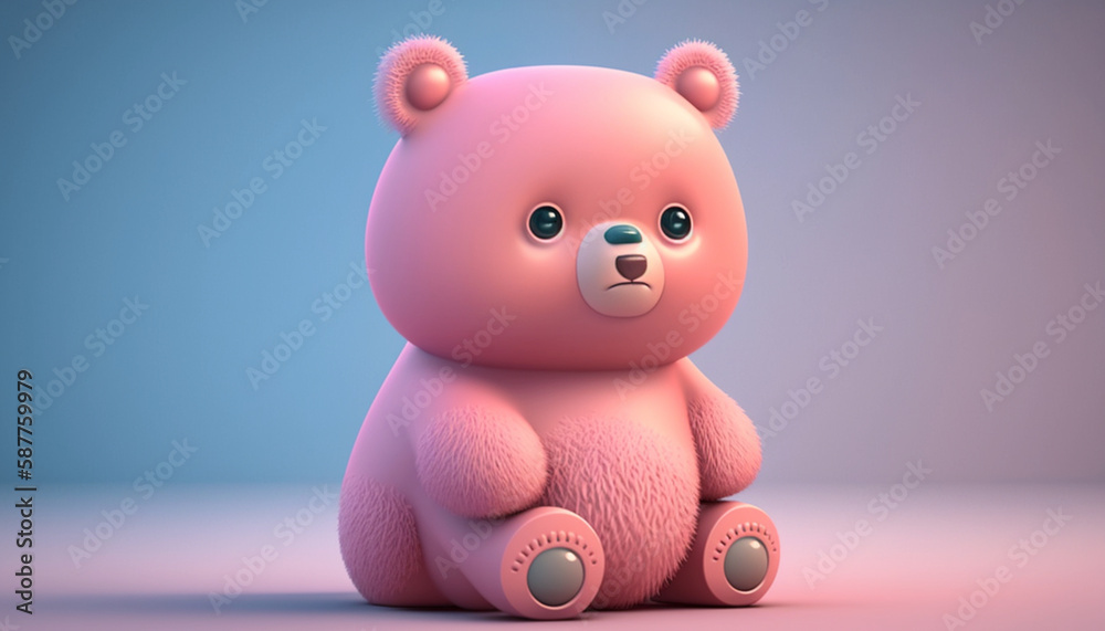 Cute pink cat cartoon character .Generative AI. Cute pink cat cartoon character .Generative AI.