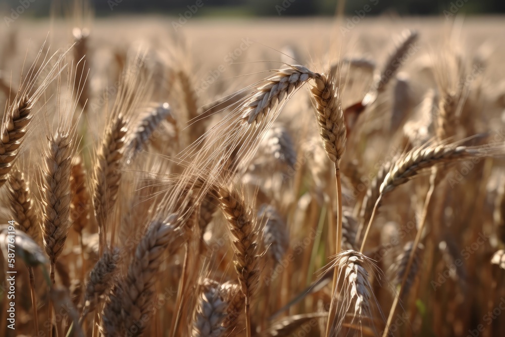 Fototapeta premium Close-up of a field of barley. Generative AI