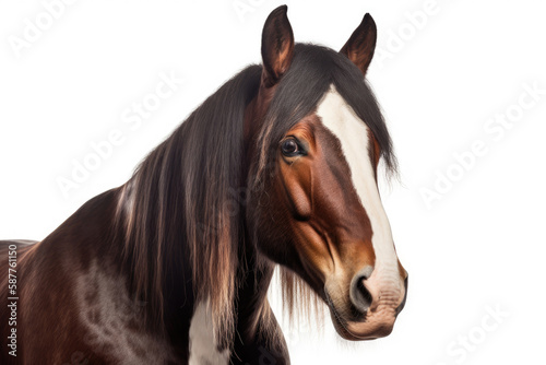 Clydesdale Horse On White Background. Generative AI
