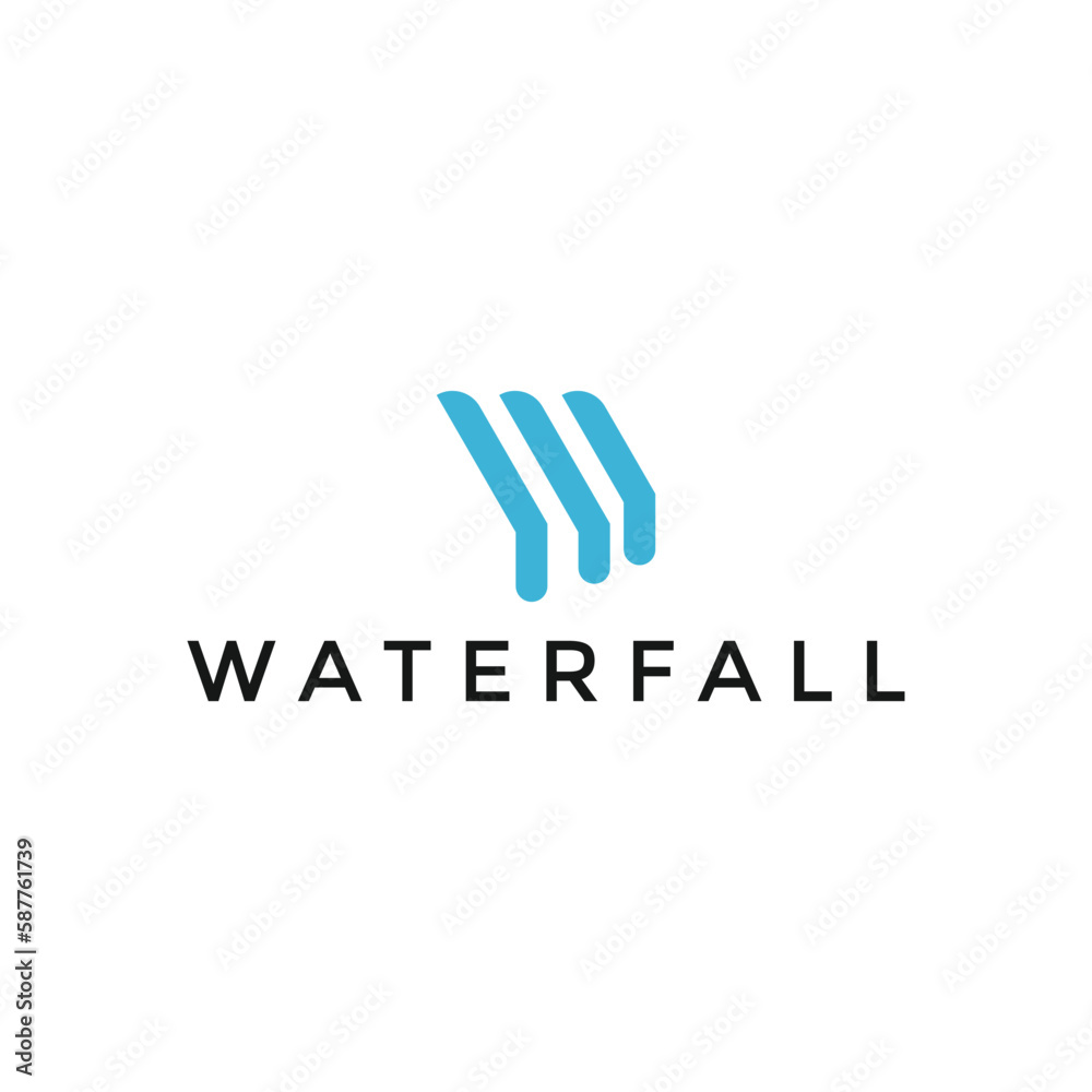 Modern W Letter Waterfall Logo Design Template Modern W Letter Waterfall Logo Design Template