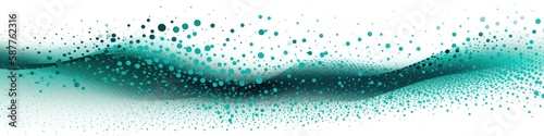 Dynamic Wave Elements Of Turquoise Dots On A White Background. Generative AI photo